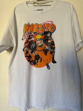 Naruto Team 7 Graphic Tee White Anime T-Shirt Size Large